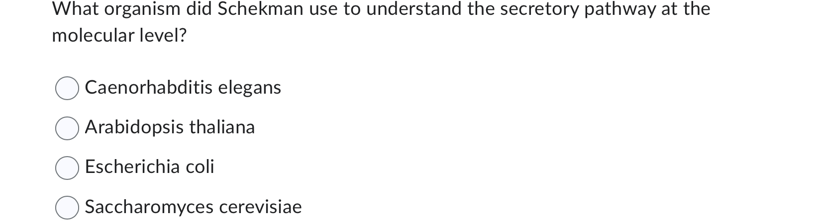Solved What organism did Schekman use to understand the | Chegg.com