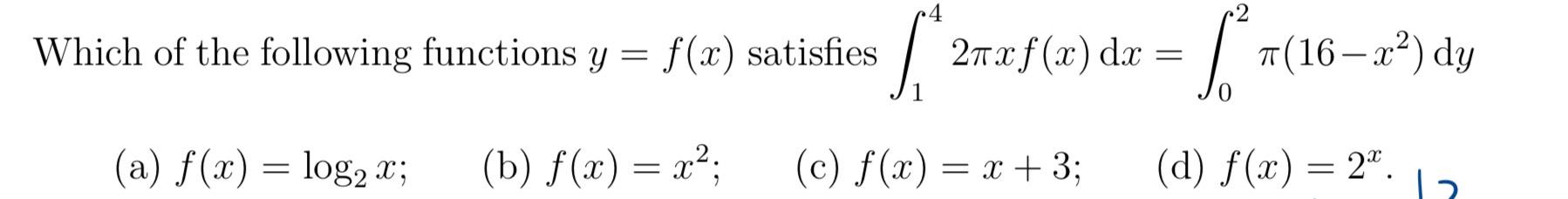 Solved Which Of The Following Functions Y F X ﻿satisfies