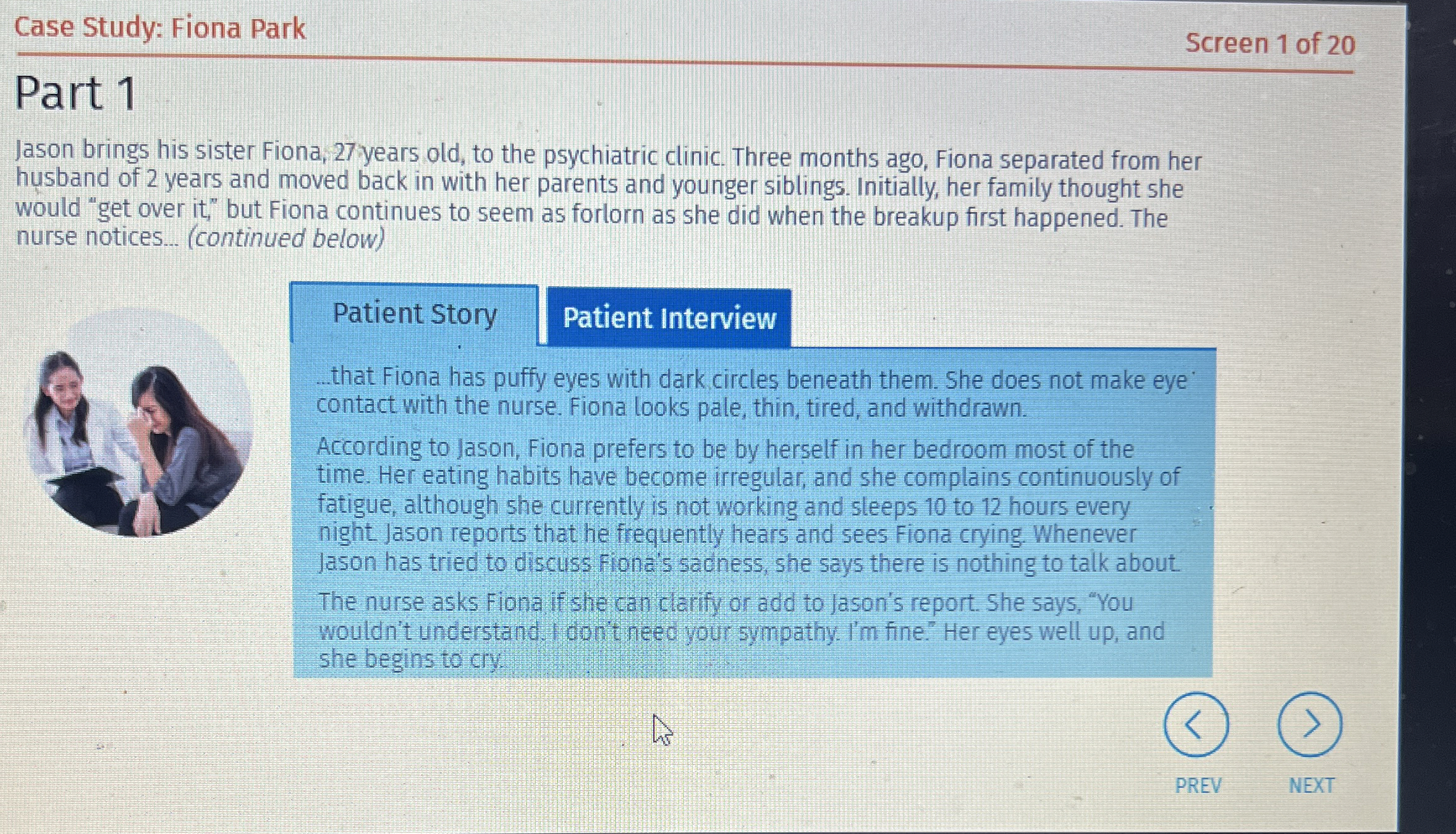 Solved Case Study: Fiona ParkScreen 1 ﻿of 20Part 1Jason | Chegg.com
