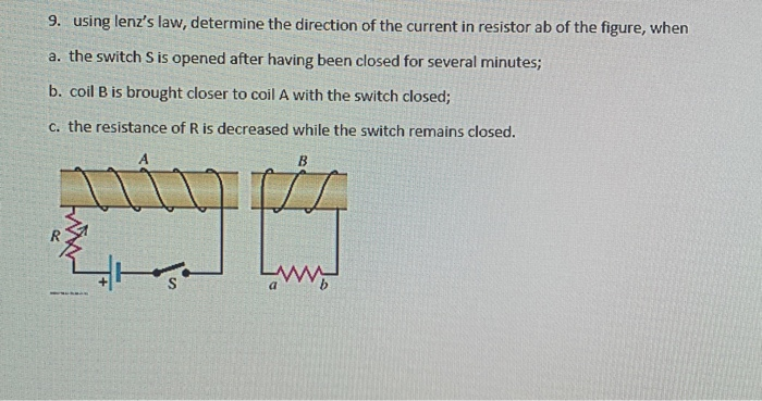 Solved 9 Using Lenzs Law Determine The Direction Of The