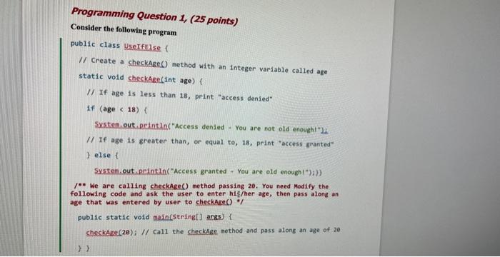 Solved Programming Question 1, ( 25 points) Consider the | Chegg.com