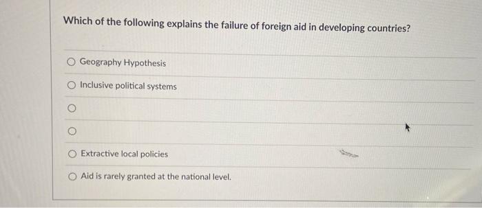 Solved Which of the following explains the failure of | Chegg.com