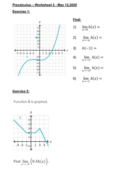 Solved Precalculus - Worksheet 2 - May 12.2020 Exercise 1: | Chegg.com