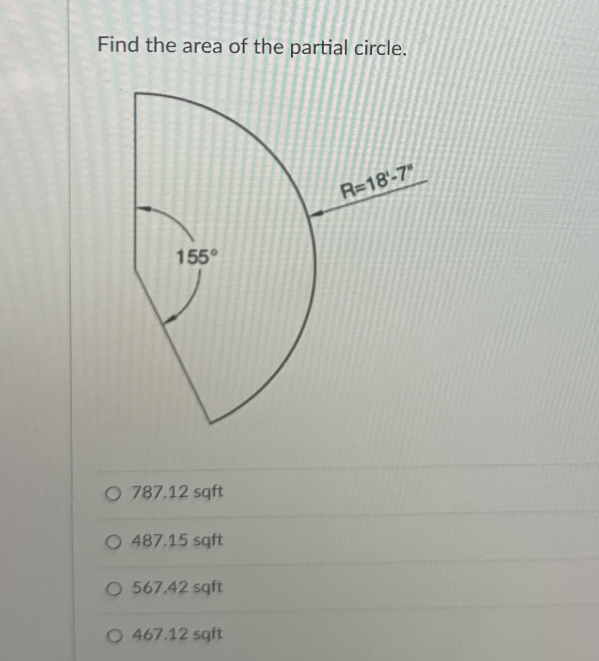 Solved Find the area of the partial circle.787.12 | Chegg.com