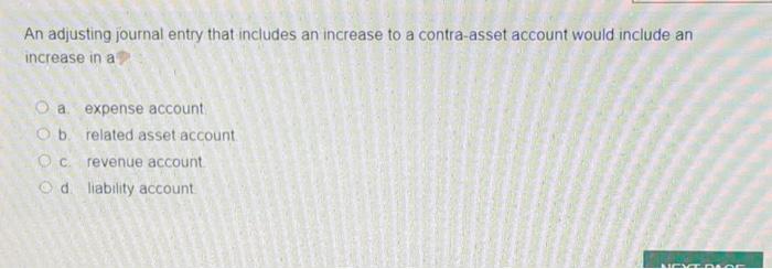 Solved An adjusting journal entry that includes an increase | Chegg.com