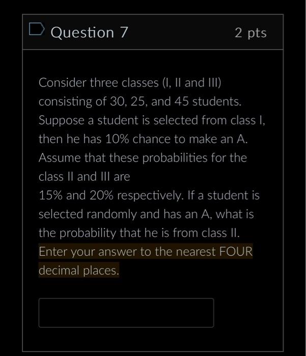 Solved Consider three classes (I, II and III) consisting of | Chegg.com