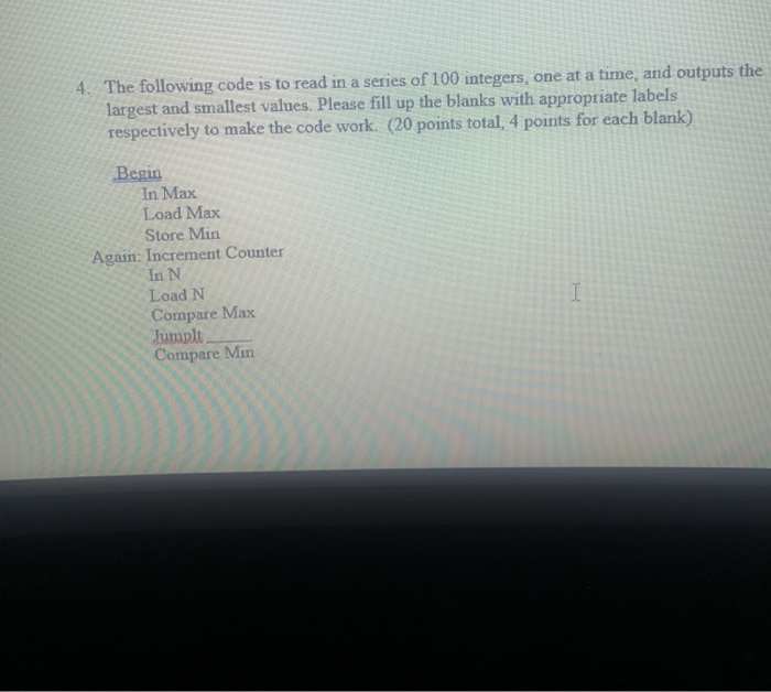 Solved 4. The following code is to read in a series of 100 | Chegg.com