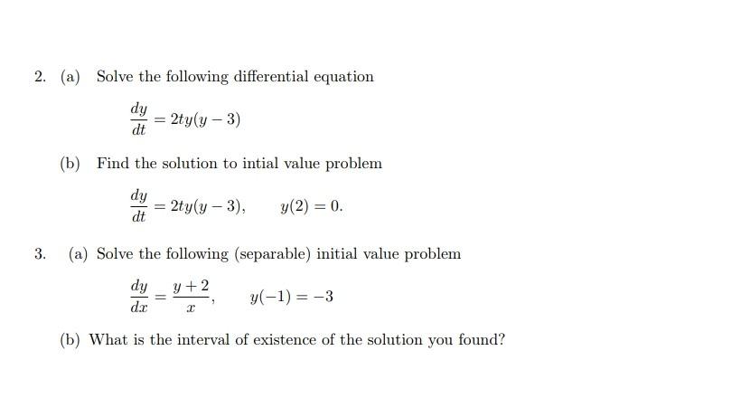 Solved 2. (a) Solve the following differential equation | Chegg.com