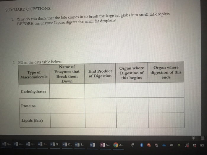Solved SUMMARY QUESTIONS: 1. Why do you think that the bile Biology Diagrams