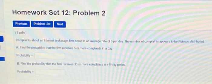 Solved Homework Set 12: Problem 2 Previous Problem List Next | Chegg.com