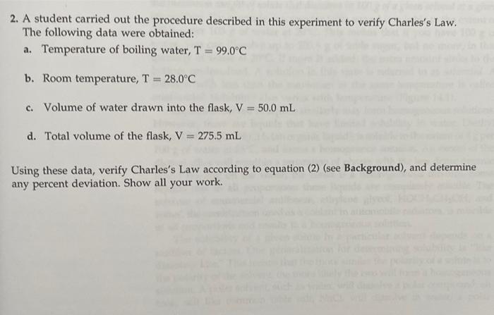 2. A student carried out the procedure described in | Chegg.com