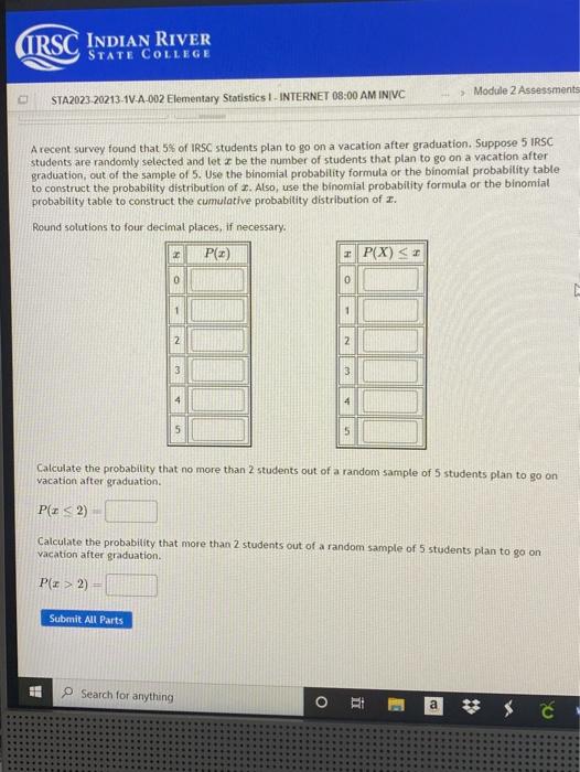 Solved (IRSC INDIAN RIVER STATE COLLEGE Module 2 Assessments | Chegg.com