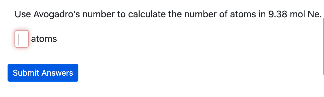 Solved Use Avogadro's number to calculate the number of | Chegg.com