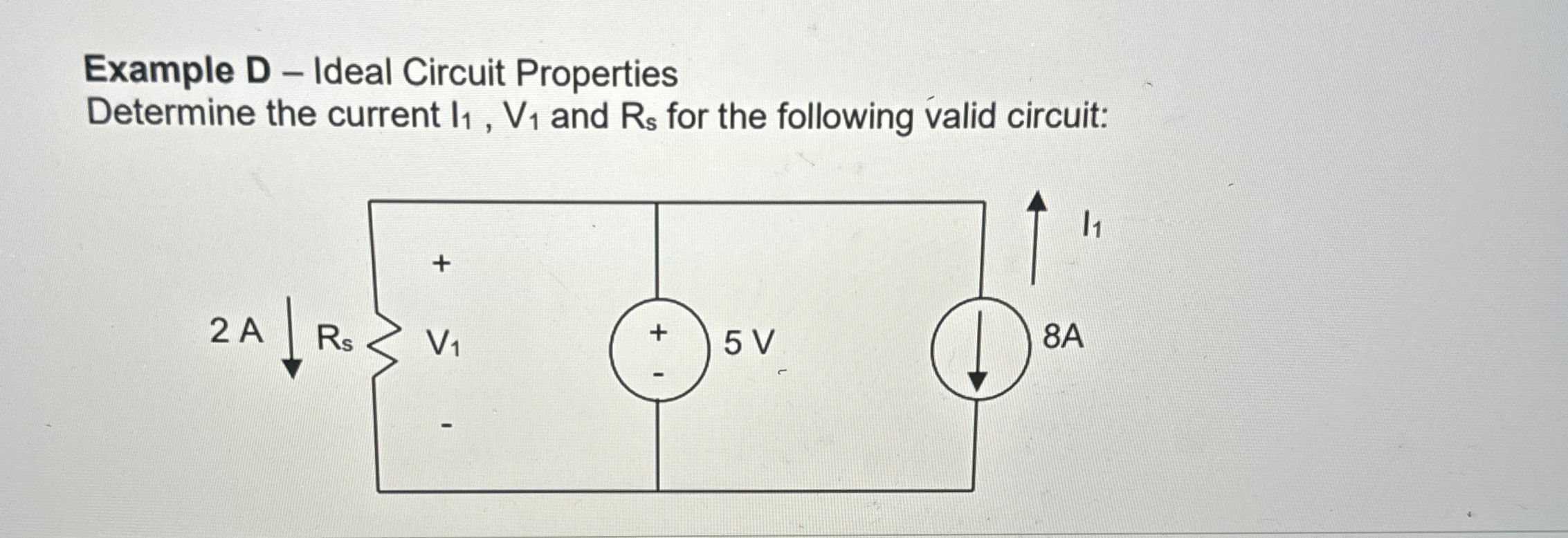 Solved Example D - ﻿Ideal Circuit PropertiesDetermine the | Chegg.com