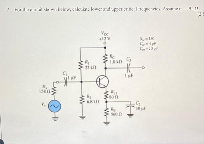 Solved 2. For the circuit shown below, calculate lower and | Chegg.com