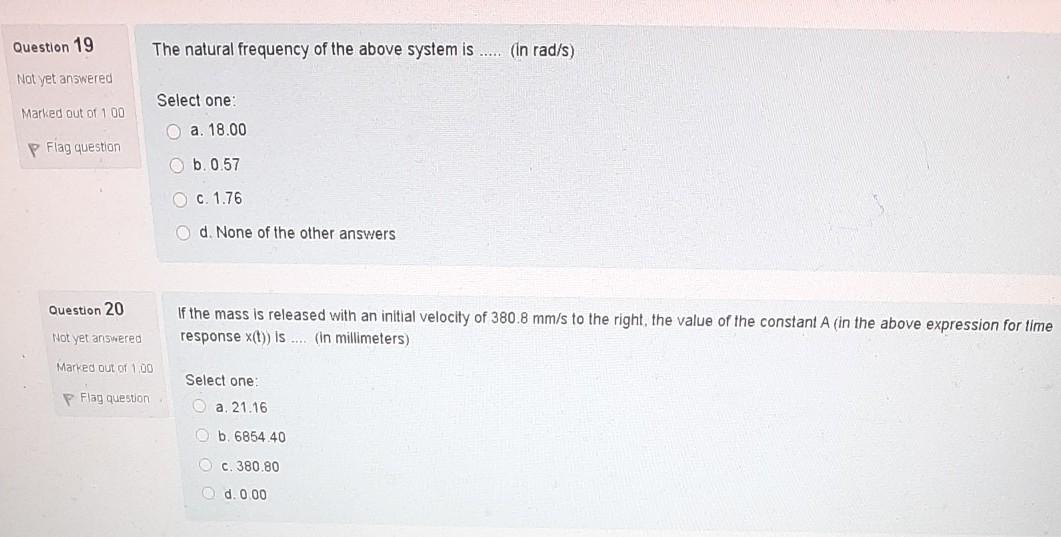 Solved A Spring-mass System Is Shown In The Figure Below. | Chegg.com