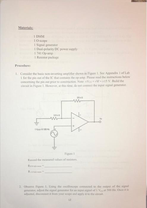 LAB #2 ELEC 300 Non-inverting Op-Amp Circuits | Chegg.com