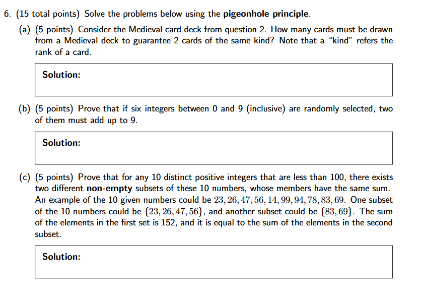 Solved 6. (15 ﻿total points) ﻿Solve the problems below using | Chegg.com