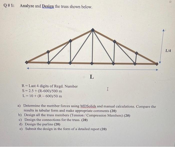 Solved Q \# 1: Analyze and Design the truss shown below. R= | Chegg.com