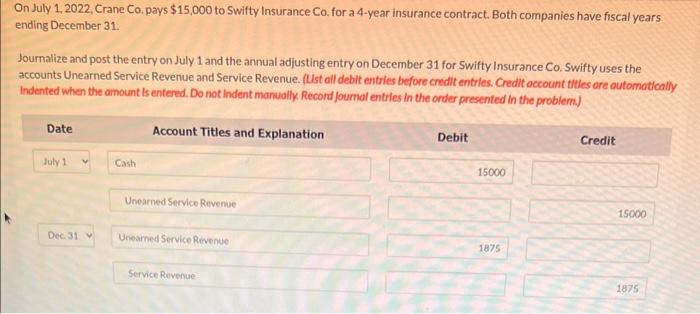 Solved hey. can someone do unearned service revenue table | Chegg.com