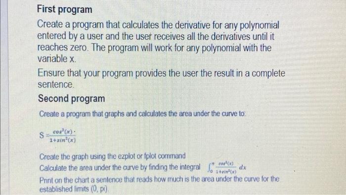 Solved First program Create a program that calculates the | Chegg.com