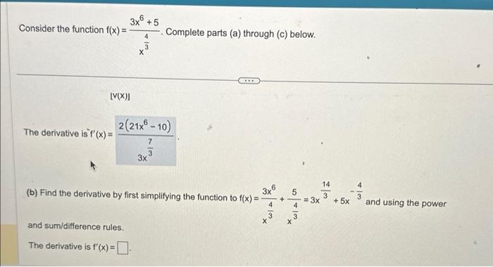 Solved Consider the function f(x)=x343x6+5. Complete parts | Chegg.com