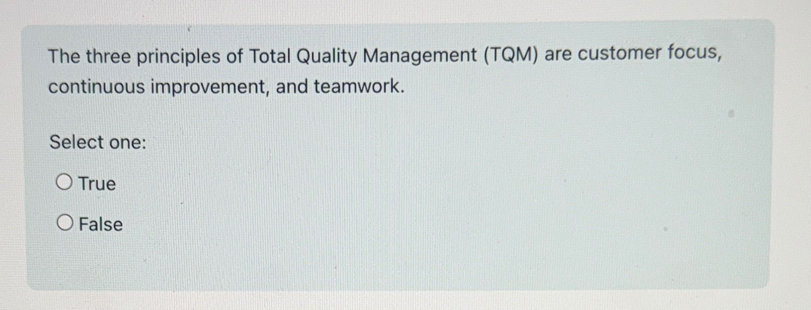 Solved The three principles of Total Quality Management | Chegg.com