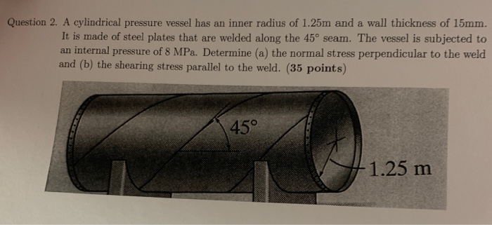 Solved Question 2. A cylindrical pressure vessel has an | Chegg.com