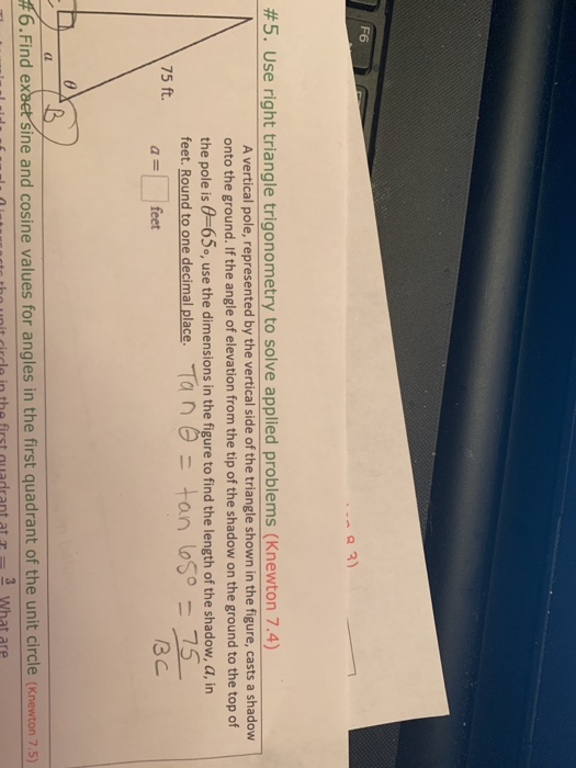 Solved 3) #5. Use right triangle trigonometry to solve | Chegg.com