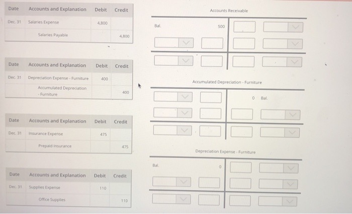 Solved Post all adjusting entries to the t-accounts and | Chegg.com