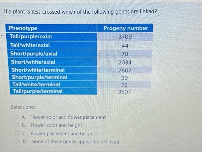 Solved If a plant is test-crossed which of the following | Chegg.com