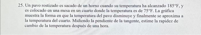 5. Un pavo rostizado es sacado de un horno cuando su temperatura ha alcanzado \( 185^{\circ} \mathrm{F}, \mathrm{y} \) es col