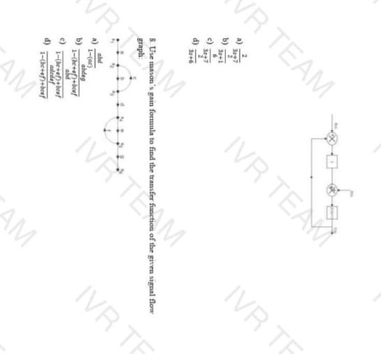 8. Use masons gain formula to find the transfer function of the given signal flow graph:
a) \( \frac{\text { ald }}{1-(\math