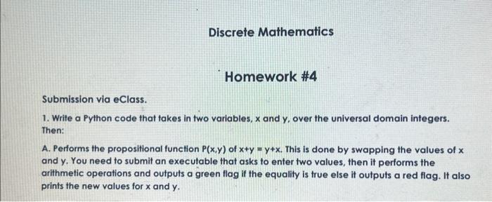 Solved Discrete Mathematics Homework \#4 Submission via | Chegg.com