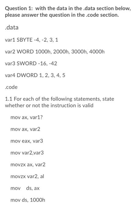 Solved Question 1: with the data in the data section below, | Chegg.com