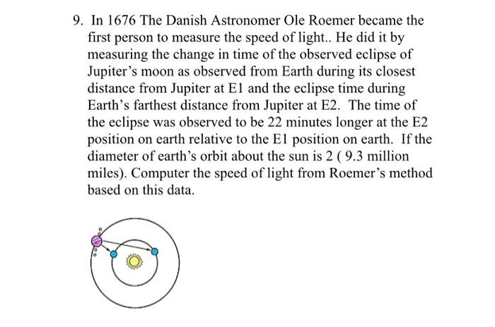 Solved 9. In 1676 The Danish Astronomer Ole Roemer became | Chegg.com