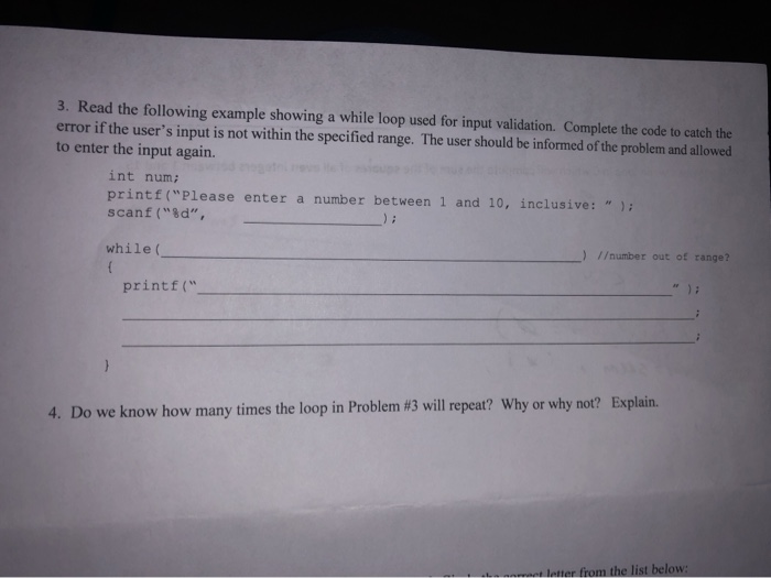 Solved 3. Read the following example showing a while loop | Chegg.com