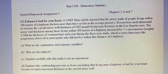 Solved Stat 1350 - Elementary Statistics Chapters 5, 6 and 7 | Chegg.com