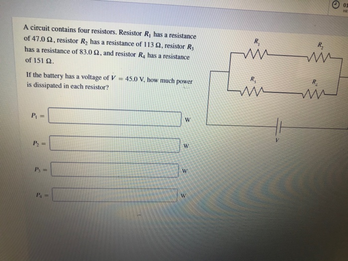 Solved A circuit contains four resistors. Resistor R has a | Chegg.com