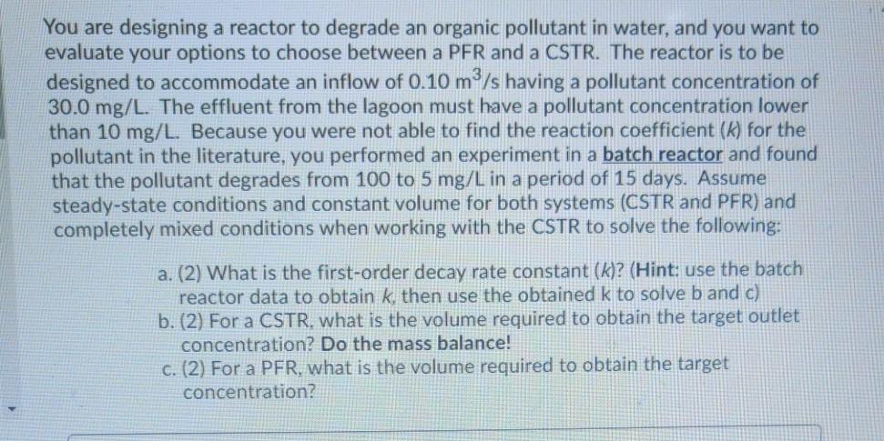 Solved You are preparing an experiment analyzing a pollutant
