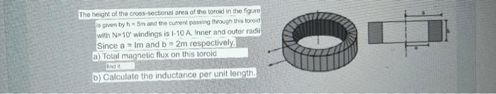 Solved he height of the cross-sectional area of the toroid | Chegg.com