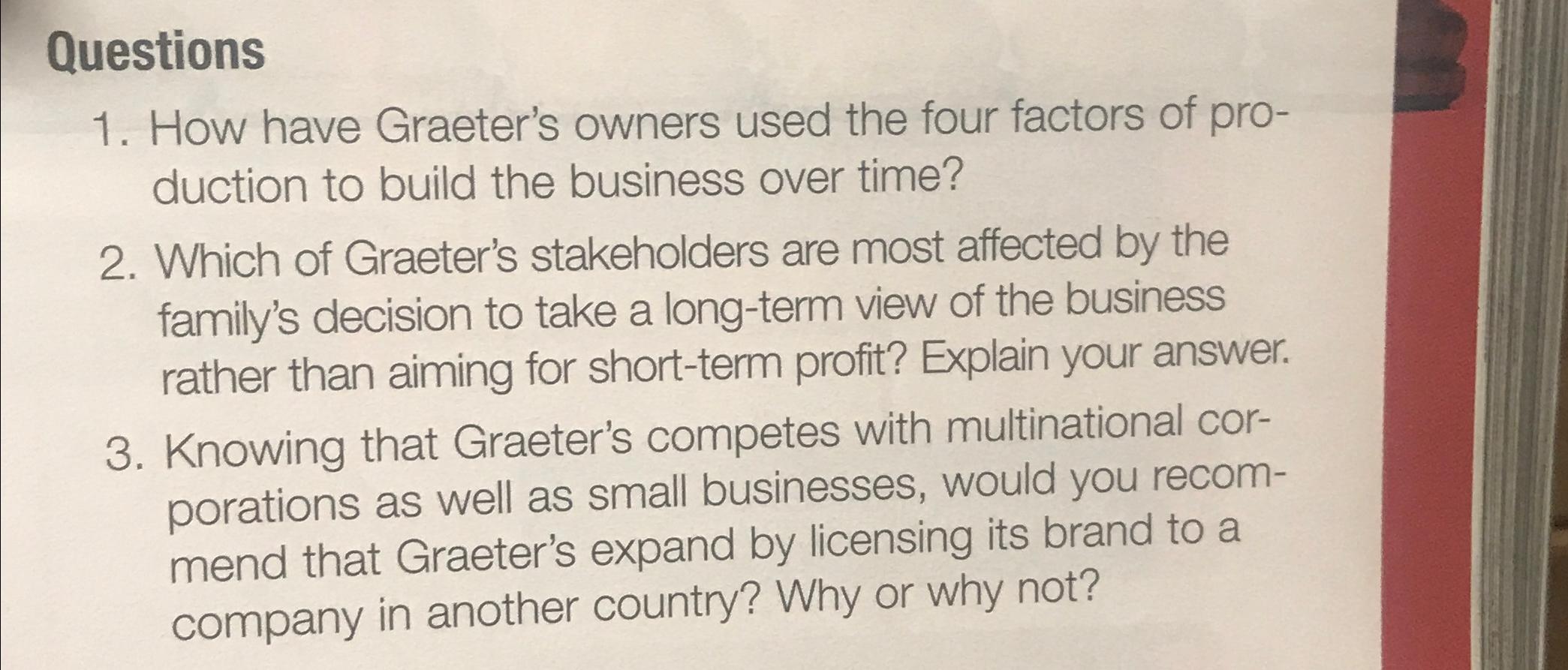 Solved QuestionsHow have Graeter's owners used the four