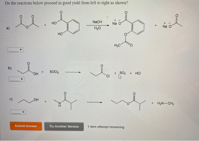 Solved Do the reactions below proceed in good yield from | Chegg.com