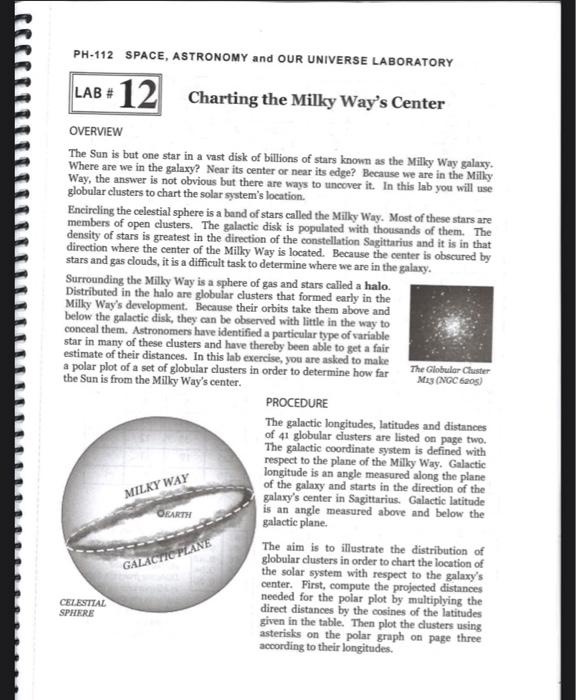 Solved PH112 SPACE, ASTRONOMY and OUR UNIVERSE LABORATORY