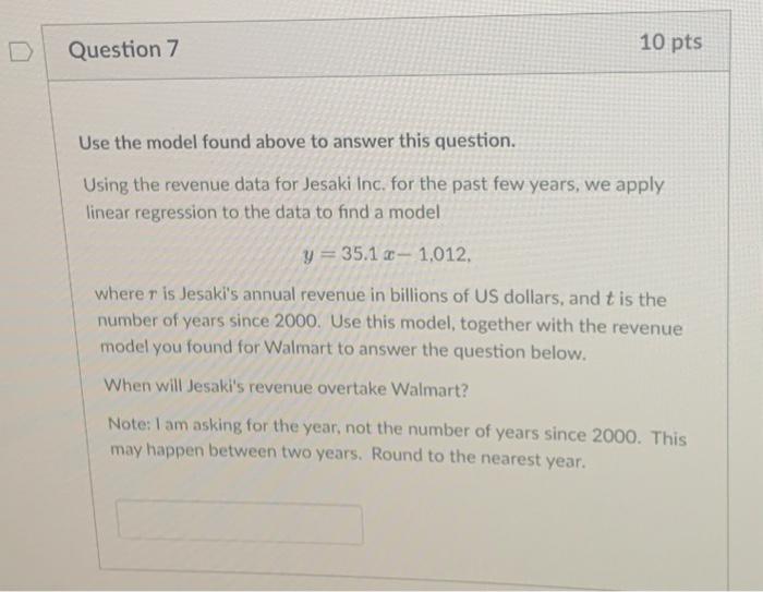 Solved Use the model found above to answer this question. | Chegg.com