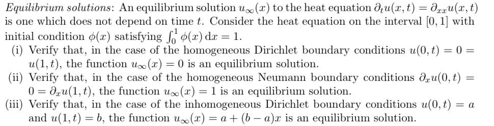 Solved Equilibrium solutions: An equilibrium solution u∞(x) | Chegg.com