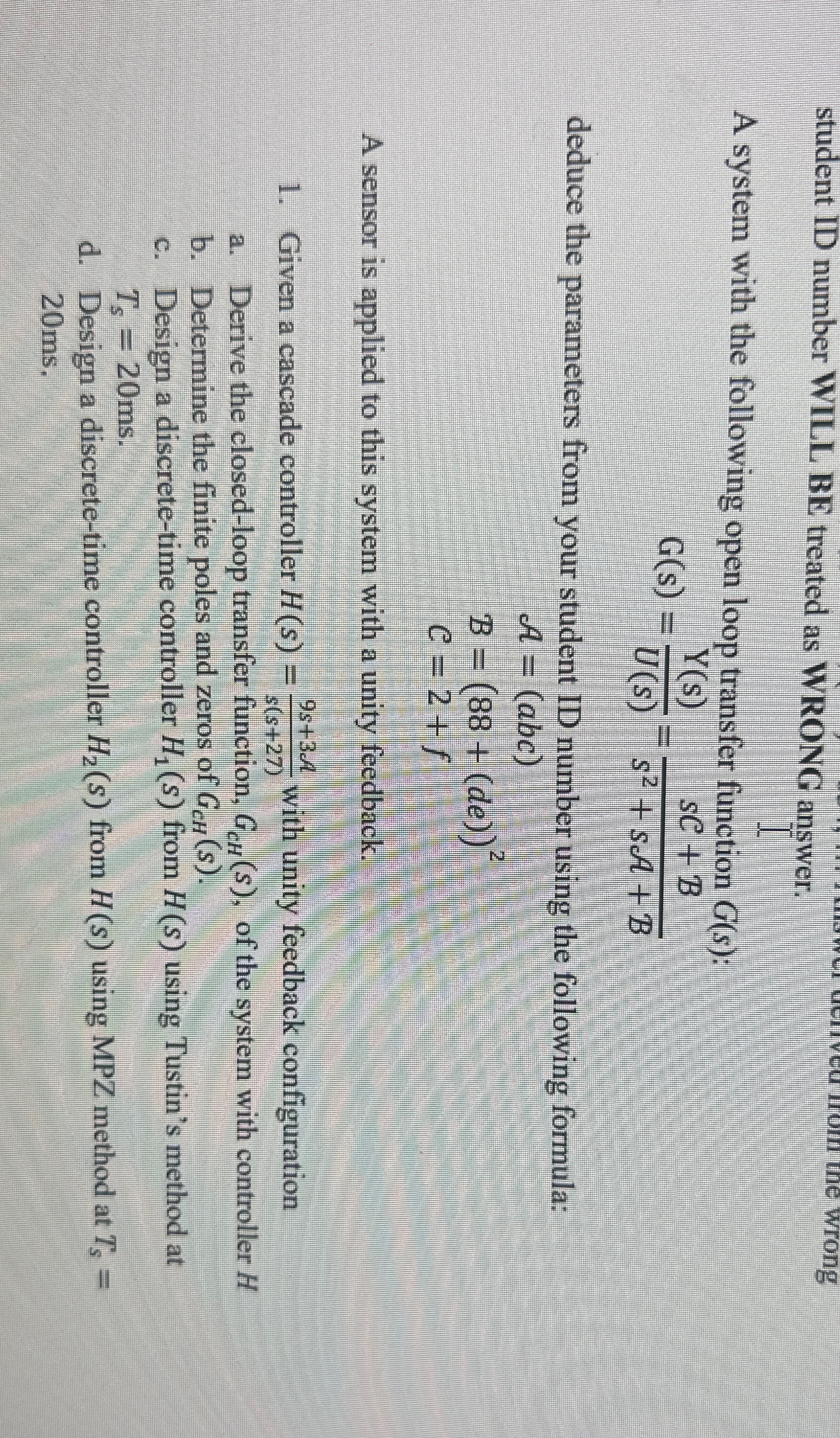 Solved student ID number WILL BE treated as WRONG answer.A | Chegg.com
