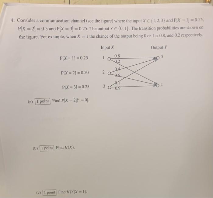Solved 4. Consider a communication channel (see the figure) | Chegg.com