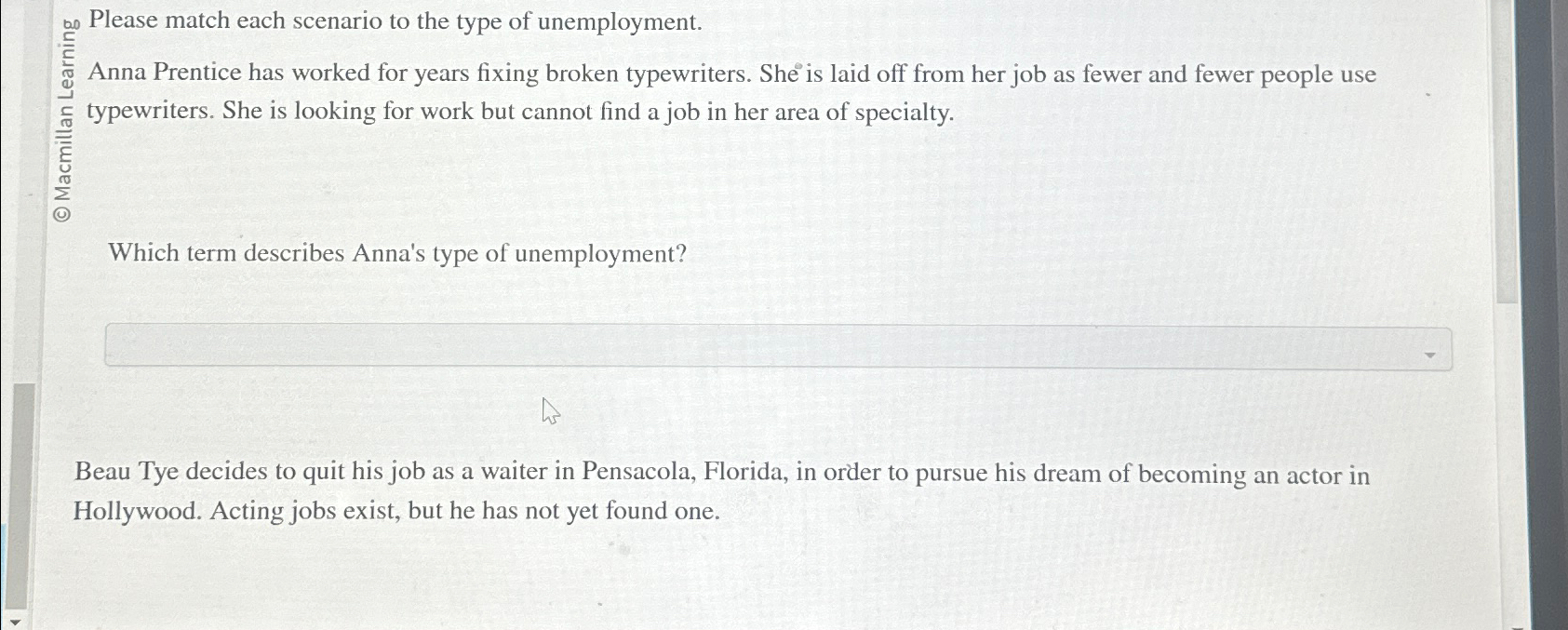 Solved bo Please match each scenario to the type of | Chegg.com