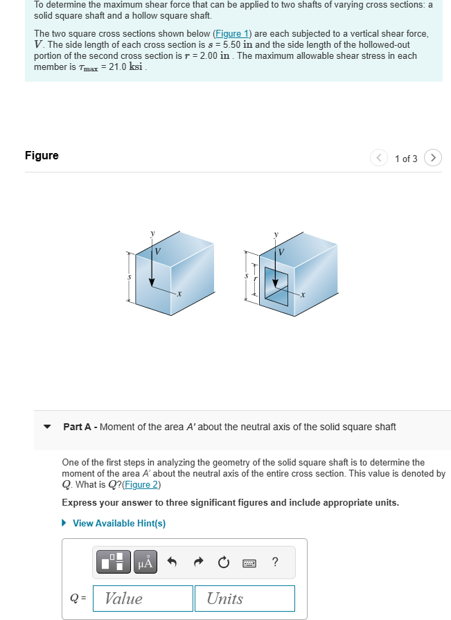 Solved To determine the maximum shear force that can be | Chegg.com